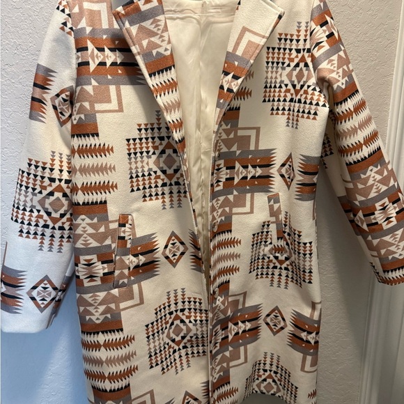 South West Aztec  Faux Wool  Pea Coat Size XL - Picture 2 of 9